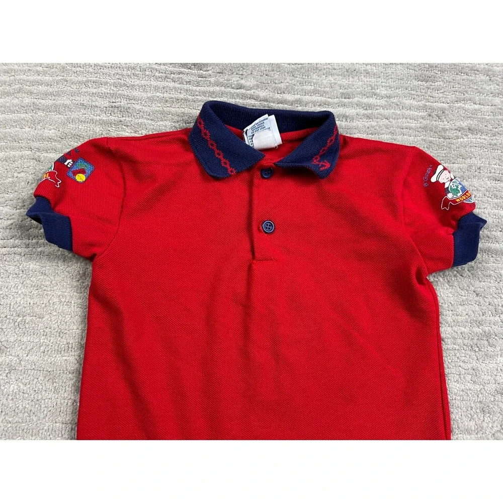 OshKosh Polo Shirt Unisex 24M Red Vintage B'gosh S/S Nautical‎ Sailor USA